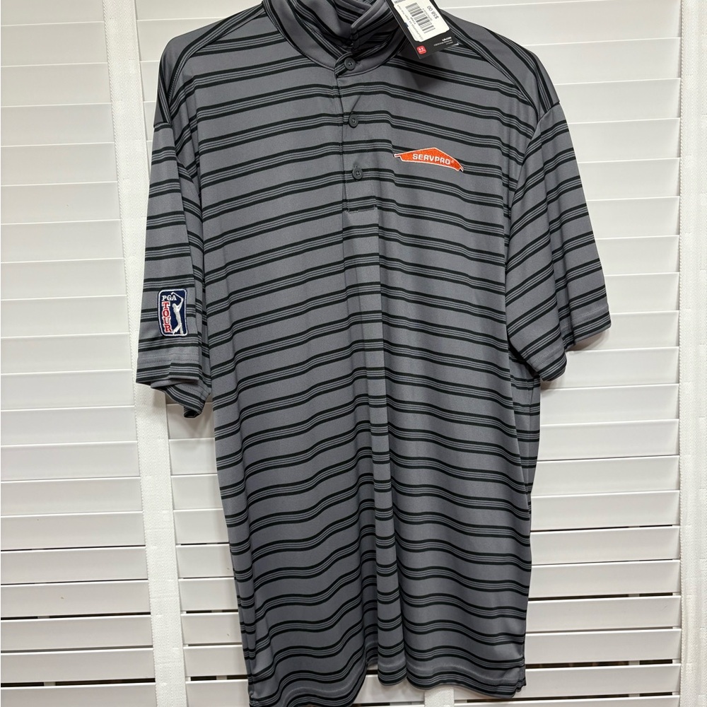 Men's Striped Polo Shirt - Gray